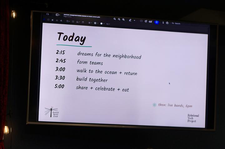The run of show on the screen