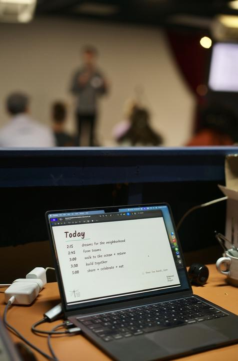 The run of show on the presenter's laptop