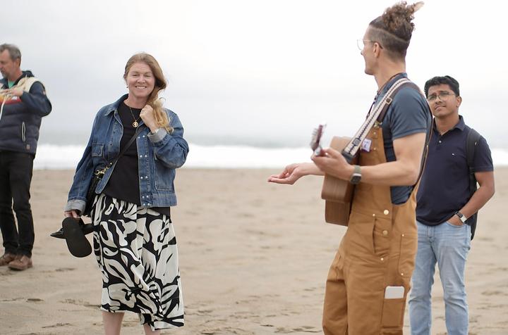 Singing on the beach
