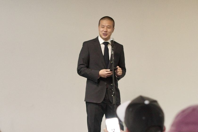 Supervisor Alan Wong speaks during build time
